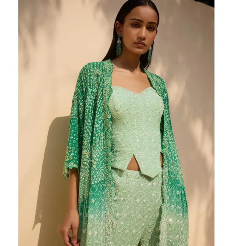 Sage Reverie Corset Cape & Pant Set