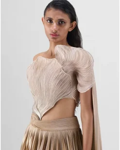 Sand Corded Coral Drape Skirt Set