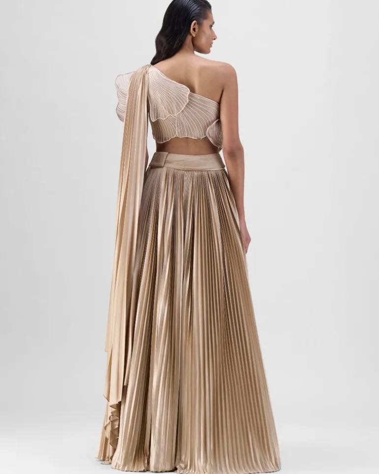 Sand Corded Coral Drape Skirt Set