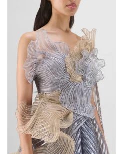 Sand Structured Corded Coral Gown