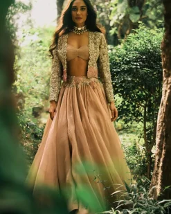 Sandy Nude Lisa Jacket And Lehenga Set
