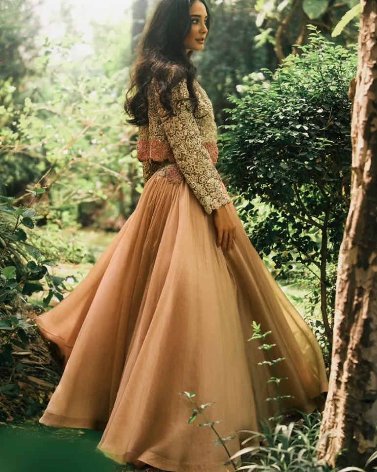 Sandy Nude Lisa Jacket And Lehenga Set