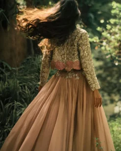 Sandy Nude Lisa Jacket And Lehenga Set