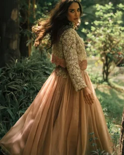 Sandy Nude Lisa Jacket And Lehenga Set