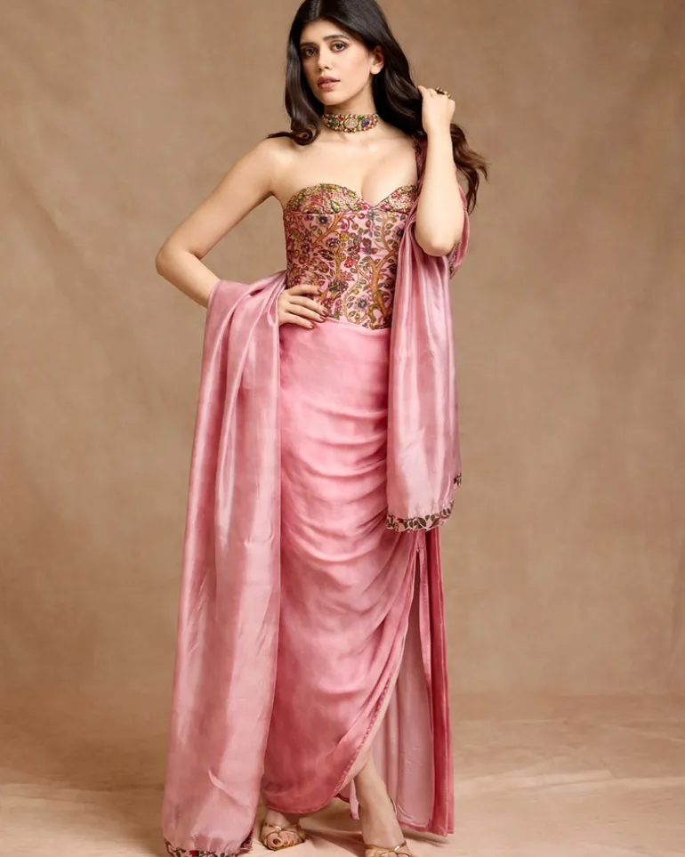 Sanjana Sanjhi Corset And Draped Skirt Set