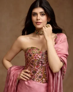 Sanjana Sanjhi Corset And Draped Skirt Set