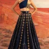 Sapphire Peri Golden Skein with One-shoulder Bustier Lehenga Set
