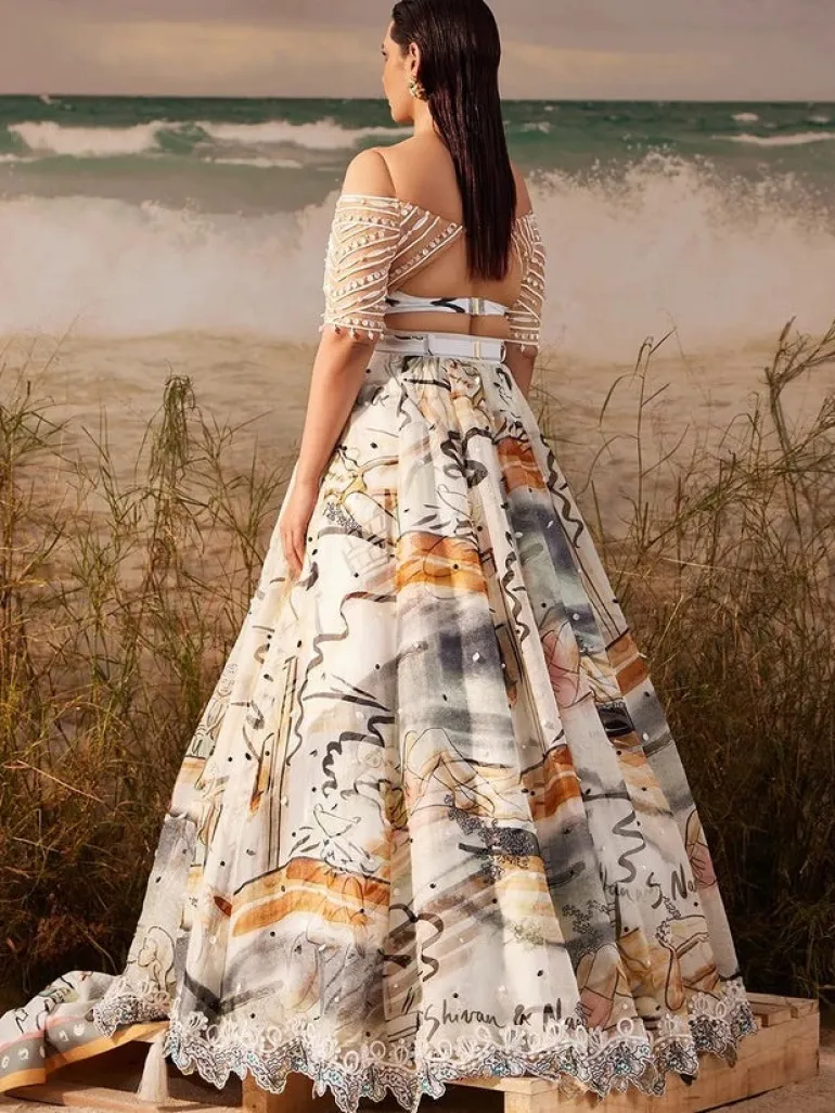 Saun Finn Scallop Embellished Lehenga Set