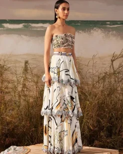 Saun Finn Skein Tiered Bandeau Bustier Skirt Set