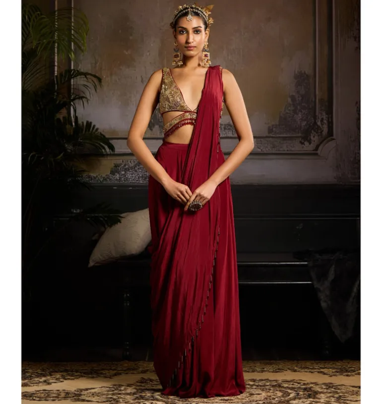 Scarlet Aura Sari Set
