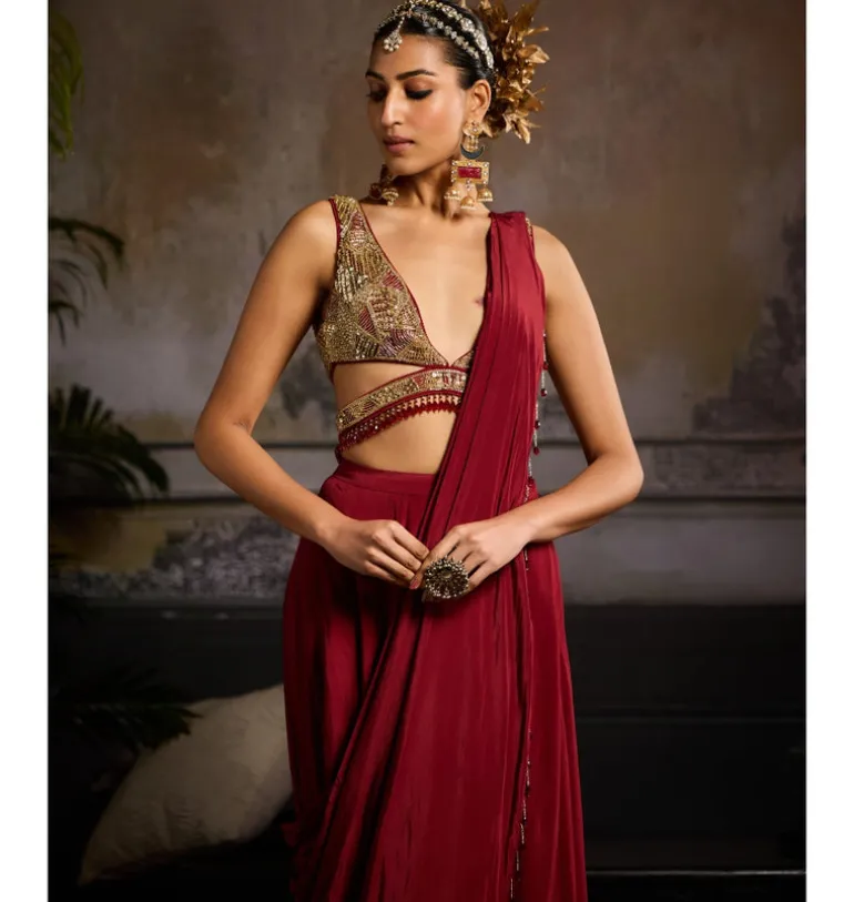 Scarlet Aura Sari Set