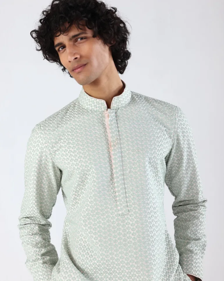 Sea Green Embroidery Kurta Set