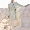 Sea Green Pearl Open Sherwani Set