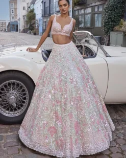 Sea Green Sequin Lehenga Set