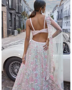 Sea Green Sequin Lehenga Set