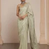 Sea Green Silk Tissue Sari Set
