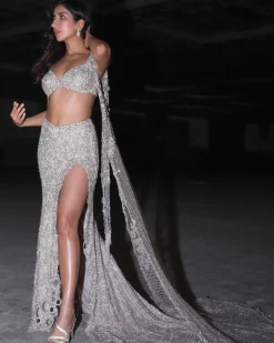 Selene Fitted Shimmer Tulle Skirt With Blouse And A Cape