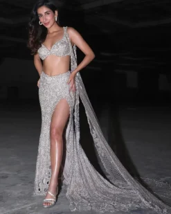 Selene Fitted Shimmer Tulle Skirt With Blouse And A Cape