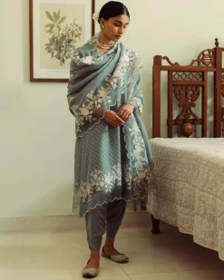 Self Chanderi Kurta With Dhoti Salwar