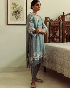 Self Chanderi Kurta With Dhoti Salwar