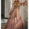 Seonna Pale Peach And A Jade Green Ombre Shimmer Tulle Lehenga Set