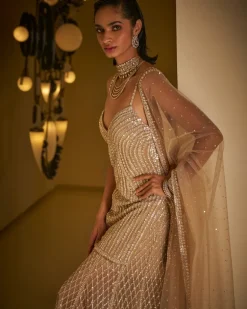Sequin Champagne Sharara Set