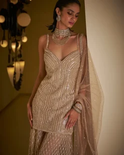 Sequin Champagne Sharara Set