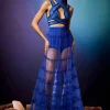 Sheer Tiered Skirt with Gaia Beaded Blouse Set