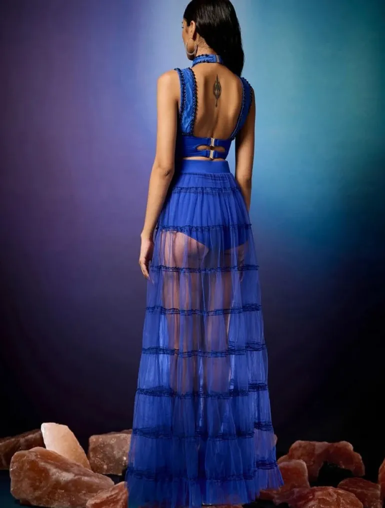 Sheer Tiered Skirt with Gaia Beaded Blouse Set