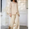 Short Embroidered Borgia With Drape Pant Set