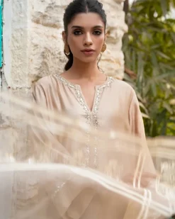 Sicily Embroidered Beige Kurta Set