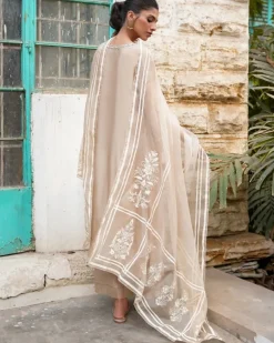 Sicily Embroidered Beige Kurta Set