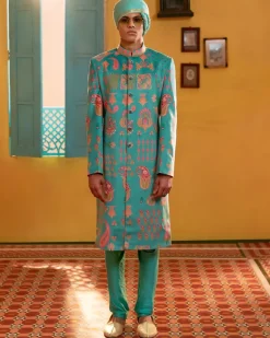 Signature Sea Green Sherwani Set