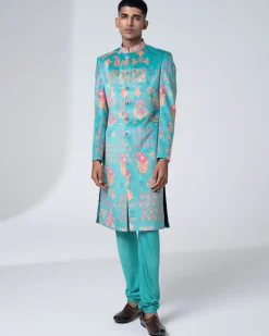 Signature Sea Green Sherwani Set
