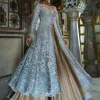 Silver Cut Work Jacket Sharara Set