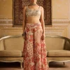 Silver Embroidered Blouse And Orange Cosmic Floral Jaal Sharara Set