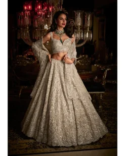 Silver Floral Lehenga Set