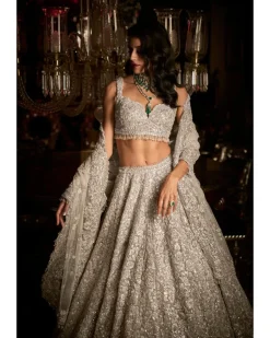 Silver Floral Lehenga Set