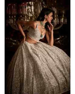 Silver Floral Lehenga Set