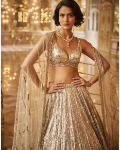 Silver Gold Crystal Lehenga Set