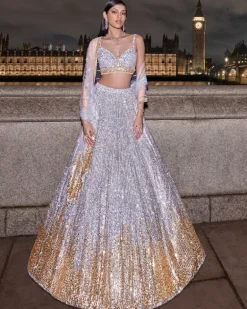 Silver Gold Sequin Lehenga Set