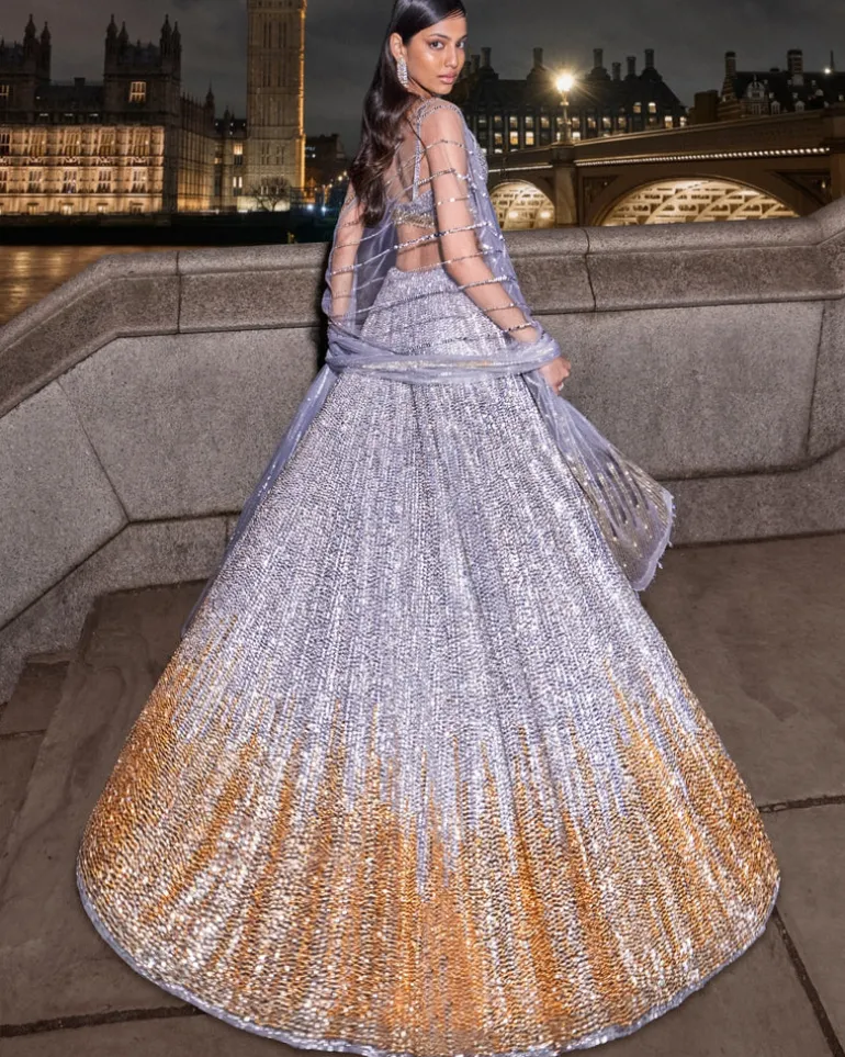Silver Gold Sequin Lehenga Set