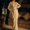 Silver Mirror Work Stitched Sari Set