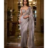 Silver Shimmer Georgette Sari