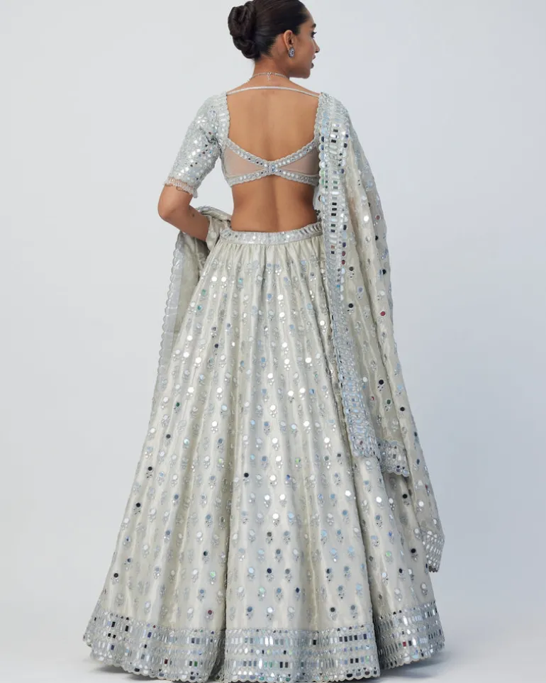 Silver Shimmer Organza Lehenga Set