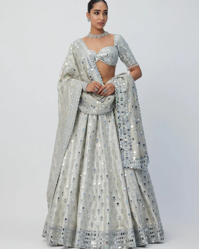 Silver Shimmer Organza Lehenga Set