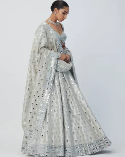 Silver Shimmer Organza Lehenga Set