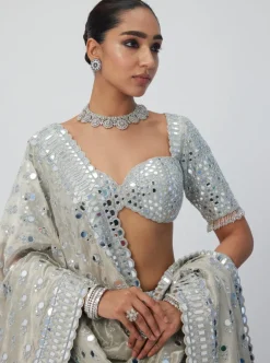 Silver Shimmer Organza Lehenga Set