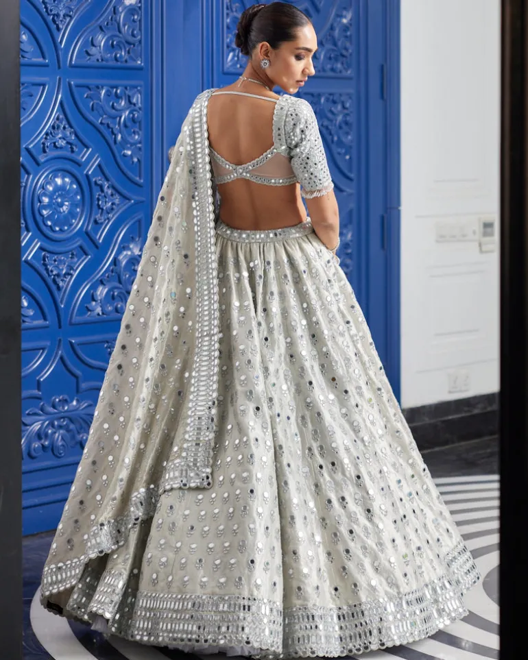 Silver Shimmer Organza Lehenga Set
