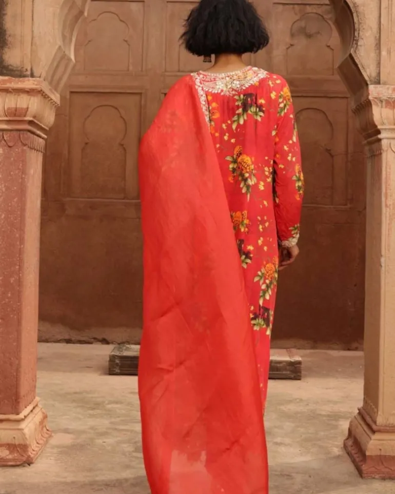 Sindoori Pine Print Kurta Set